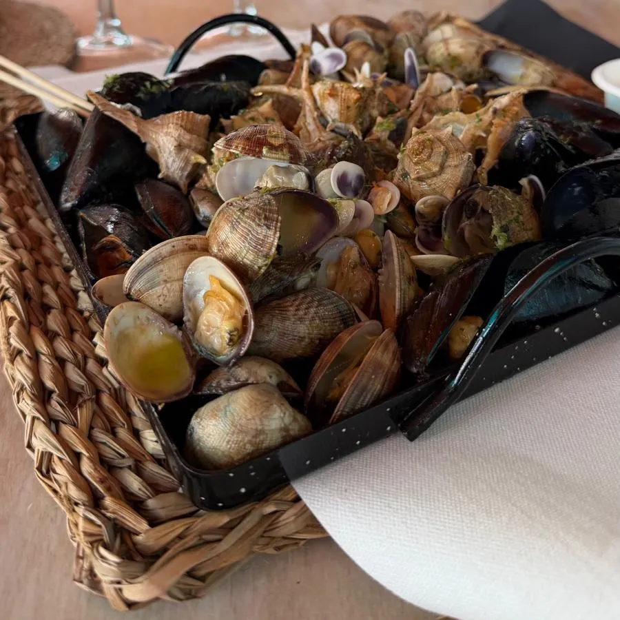 Safata de la Llauna amb cloïsses, musclos i caragols de punxes, a la terrassa